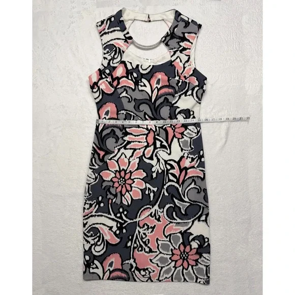 Bisou Bisou Michele Bohbot Floral Choker Dress Women's Size 12 Stretch - Picture 3 of 9